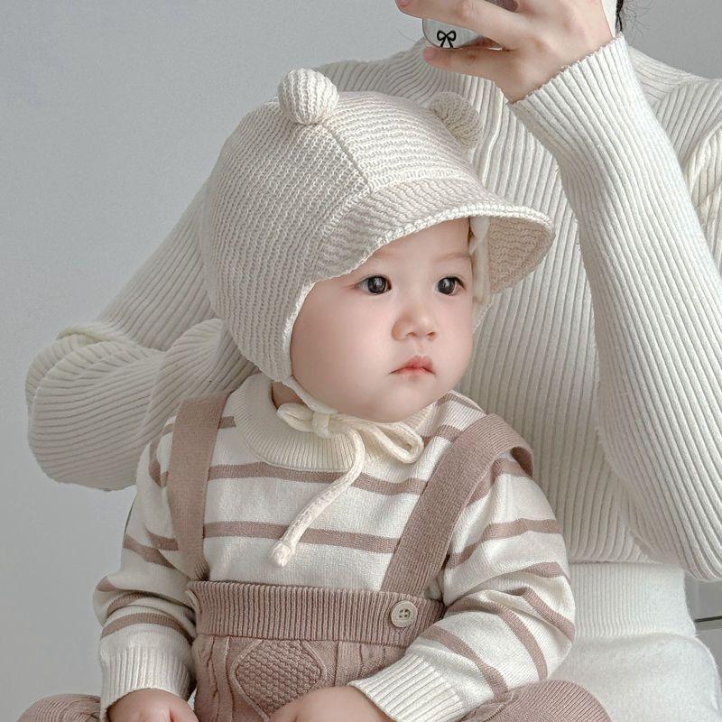Baby Hat Spring and Autumn Fetus Baby Knitted Fontanelle Care Month-old Cute Infants and Toddlers Autumn and Winter Ear Protection Warm
