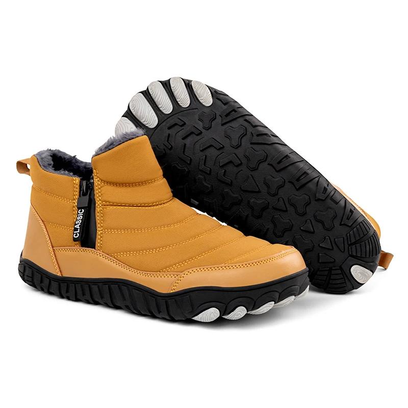 

Winter Mens Ankle Snow Boots Men With Zipper Snow Shoes Non Slip Plush Warm Cotton Shoes Snowboots Size 39-46 39