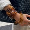 Gradient Amber Acrylic Resin Patchwork Elastic Bracelet - European & American Retro Style.