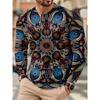 3D Print Colorful Luxurious T Shirt For Men Exquisite Pattern Tees Autumn Fashion Casual Long Sleeves O-Neck Tops Loose T-Shirts
