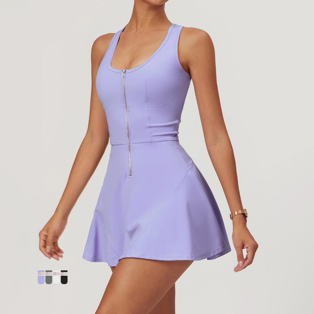 Sports Zipper Dress Women Summer Outdoor Running Dresses