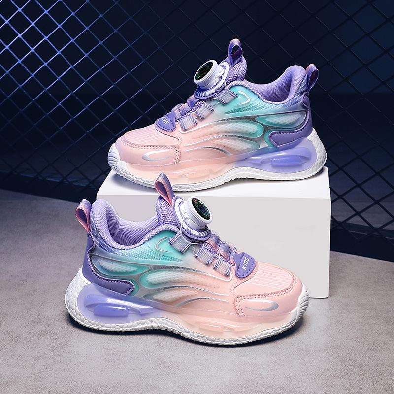 Foreign trade new four-season children's basketball shoes medium and old children's rotating buckle breathable mesh non-slip and wear-resistant act