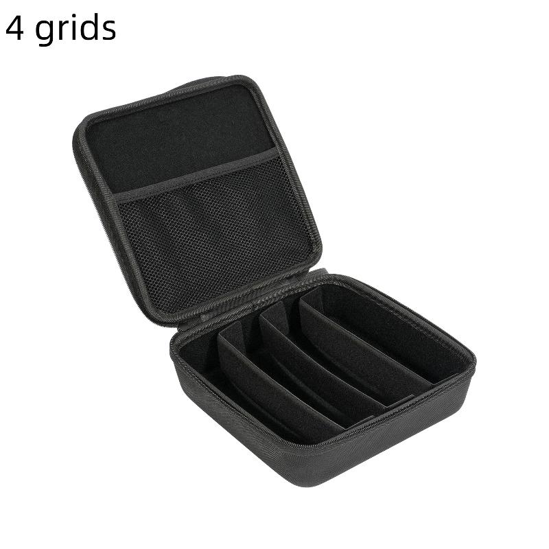 

4/5/6/7/8 Compartments Adjustable Glasses Organizer, Portable Black Storage Bag Case For Travel, Sturdy Dividers Eyewear Box 4 grids