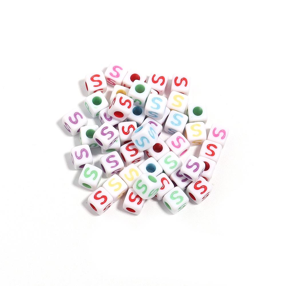 100pcs/lot  A-Z Acrylic Letter Bead Square Loose Spacer Alphabet Beads for DIY Bracelet Necklace Jewelry Making Supplies