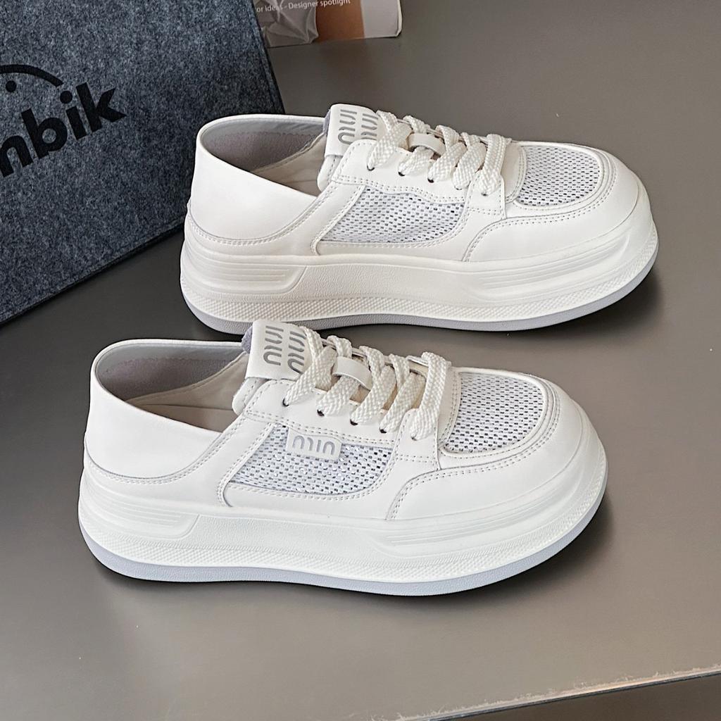 Korean Version Two-wear Shoes Versatile Mesh Little White Shoes Women's Shoes 2025 New Summer Board Shoes Breathable Casual Shoes