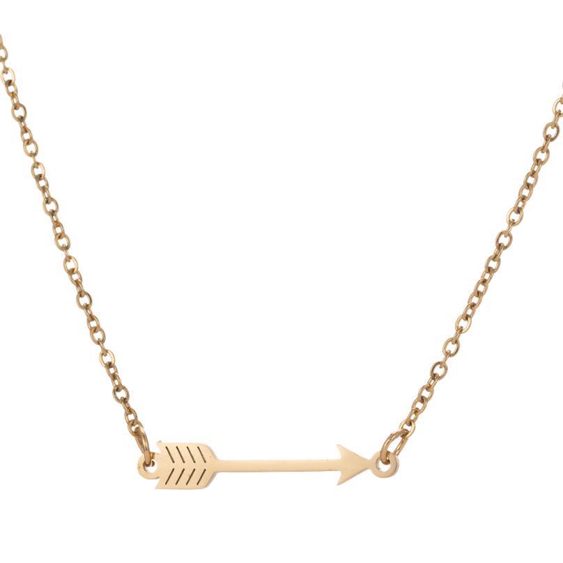 European & American Stainless Steel Necklace: Arrow, Water Drop, Moon Cat, Heart Pendant for Women - Elegant Sweater Chain