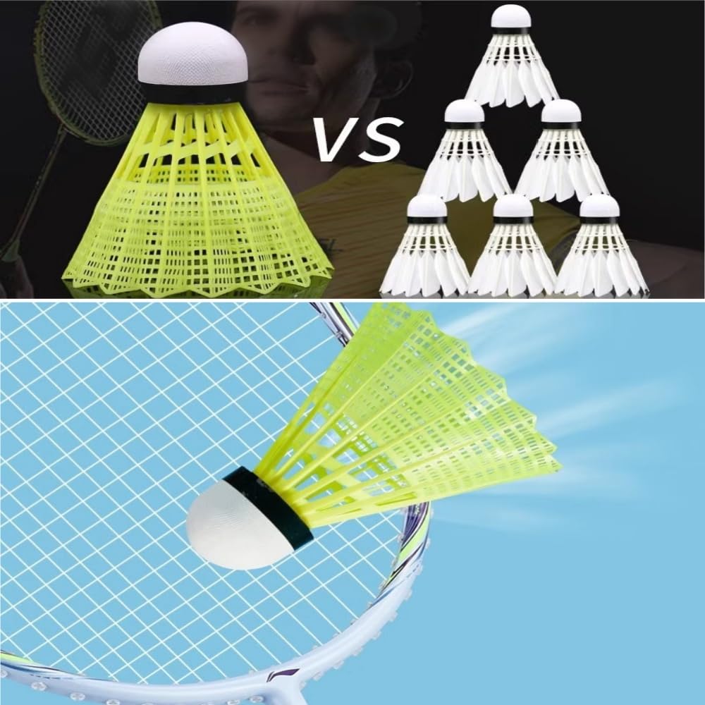 Loopunk Badminton Pack of Nylon Badminton Shuttlecocks for and Plastic Shuttlecocks for Indoor and Outdoor Sports Beginners Shuttlecocks, 12,
