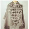 20 Colors Triangle Real Rabbit Fur Ball Shawl Wraps Winter Women Cashmere Tassel Cape Pompon Cloak Lady Mum Gift Casaco Feminino