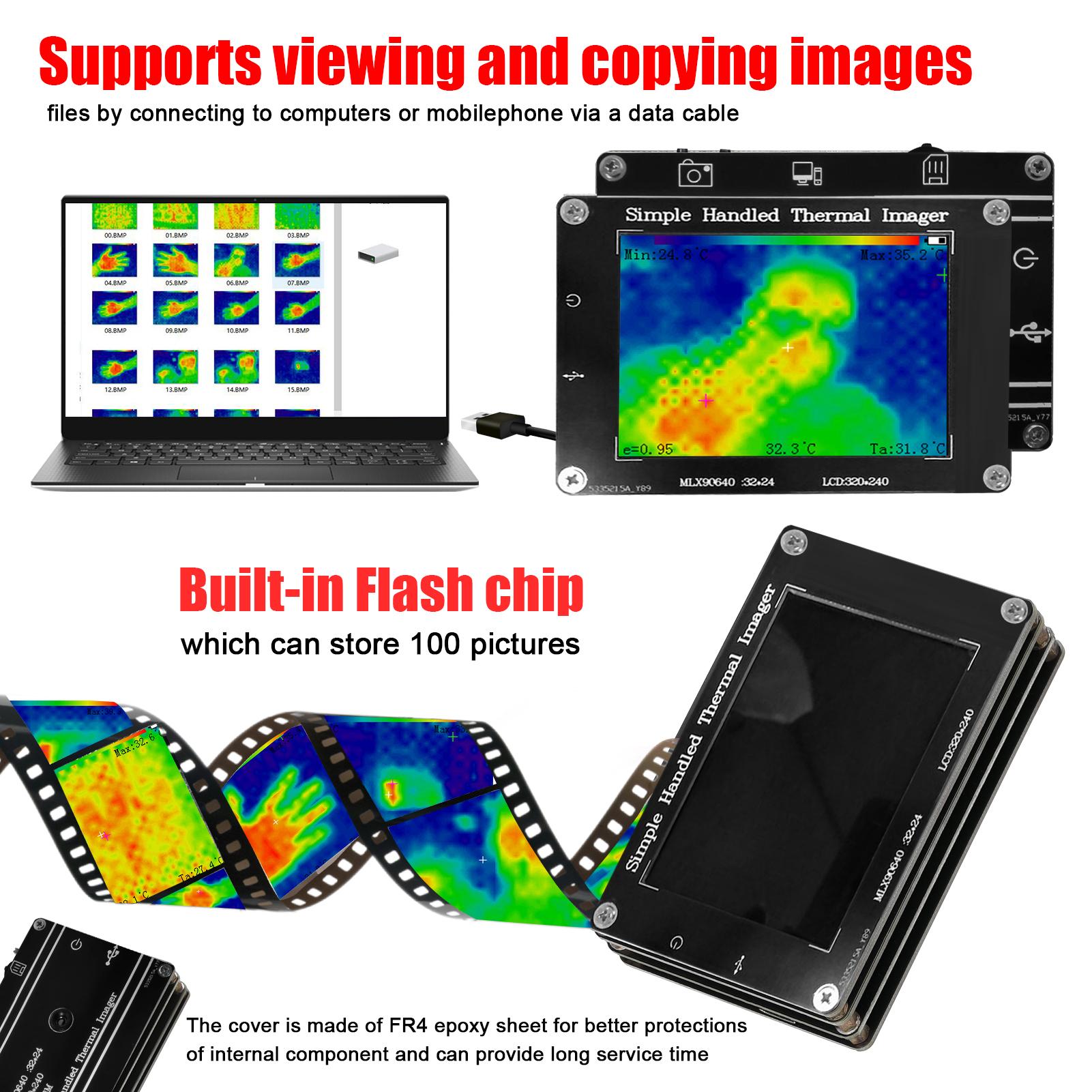 

-40.300 celsius Portable Multifunction Infrared Imager Handheld Digital Infrared Thermal Imaging Camera 3.2 Inch LCD Display Thermal Imager Temperatu