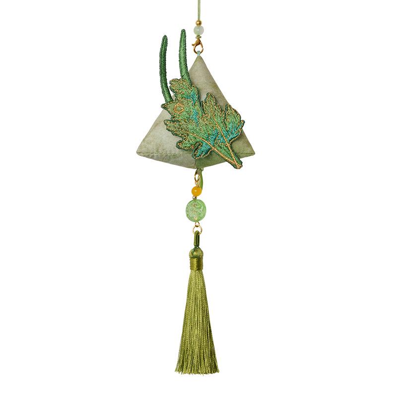 [Lisun] Dragon Boat Festival Embroidered Lotus Scented Sachet - Triangle Mugwort Leaf Zongzi Fragrance Bag