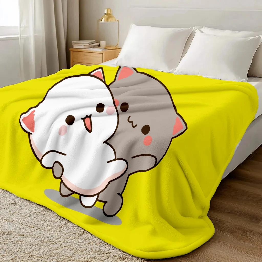 Lovely Cat Cartoon Thin Blanket Home Textile Flannel Soft Warm Throw Blanket Bedding Sofa Cover for sweethearts Kids Gift
