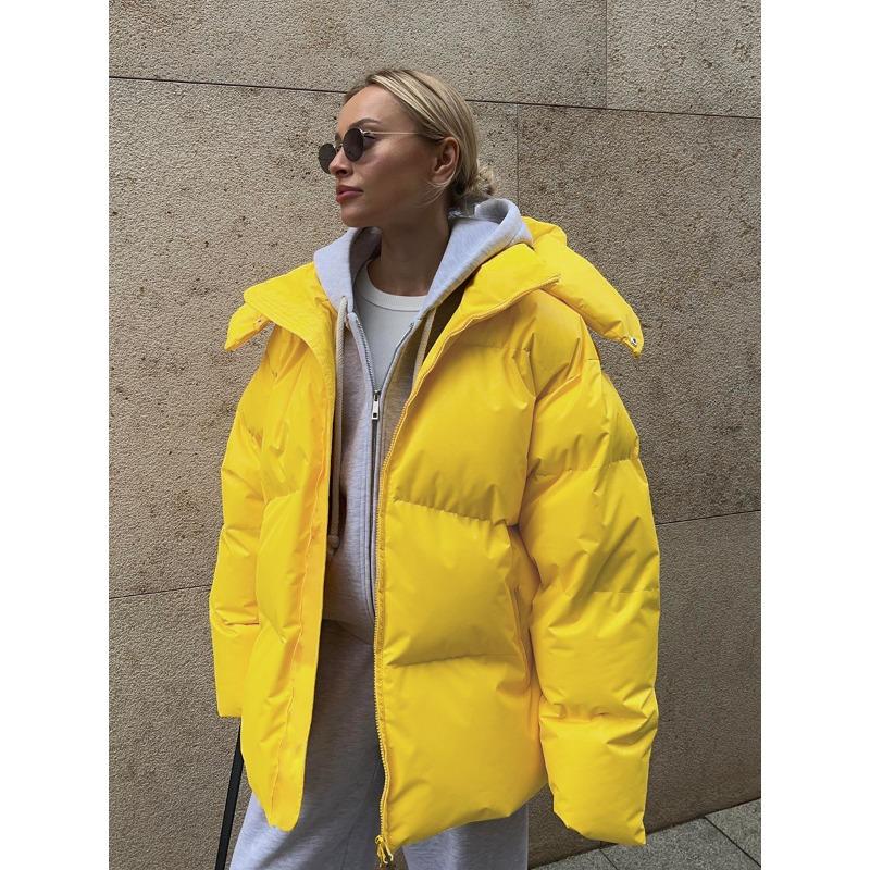 Womens Loose Solid Hooded Thick Padded Warm Winter Jacket