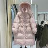 Womens Oversized Winter Down Coat Long Plus Size 450g White Duck Hooded Mid-Calf Length Warm Outerwear