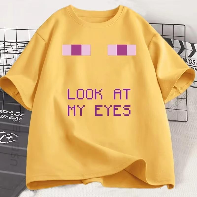 

EnderUnisex Eyes Game Tshirts Funny Design Women Short Sleeve T Shirt Casual Round Neck Loose Graphic Tees Harajuku Clothes S