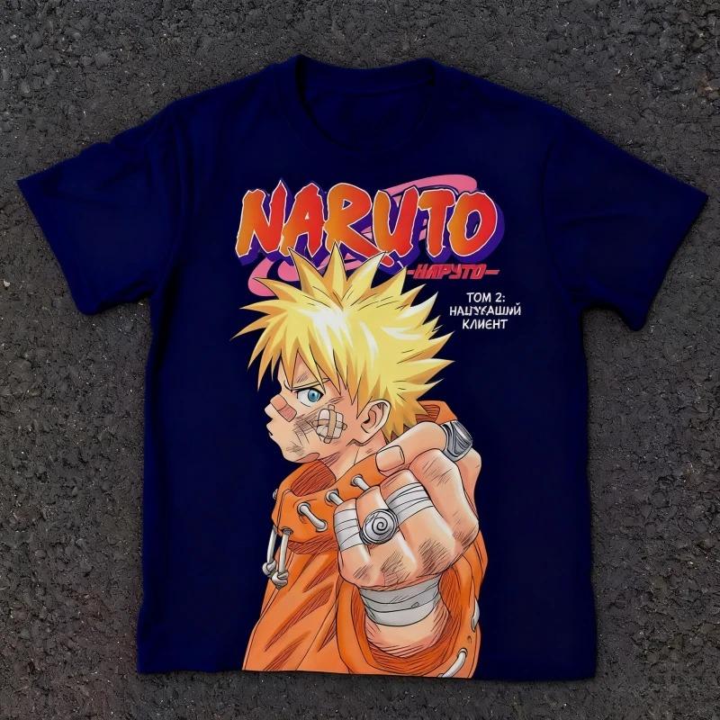 Naruto Manga Retro Cover Naruto Print Pure Cotton Short Sleeved Loose Top with Diverse Styles Suitable for Both Men and Women