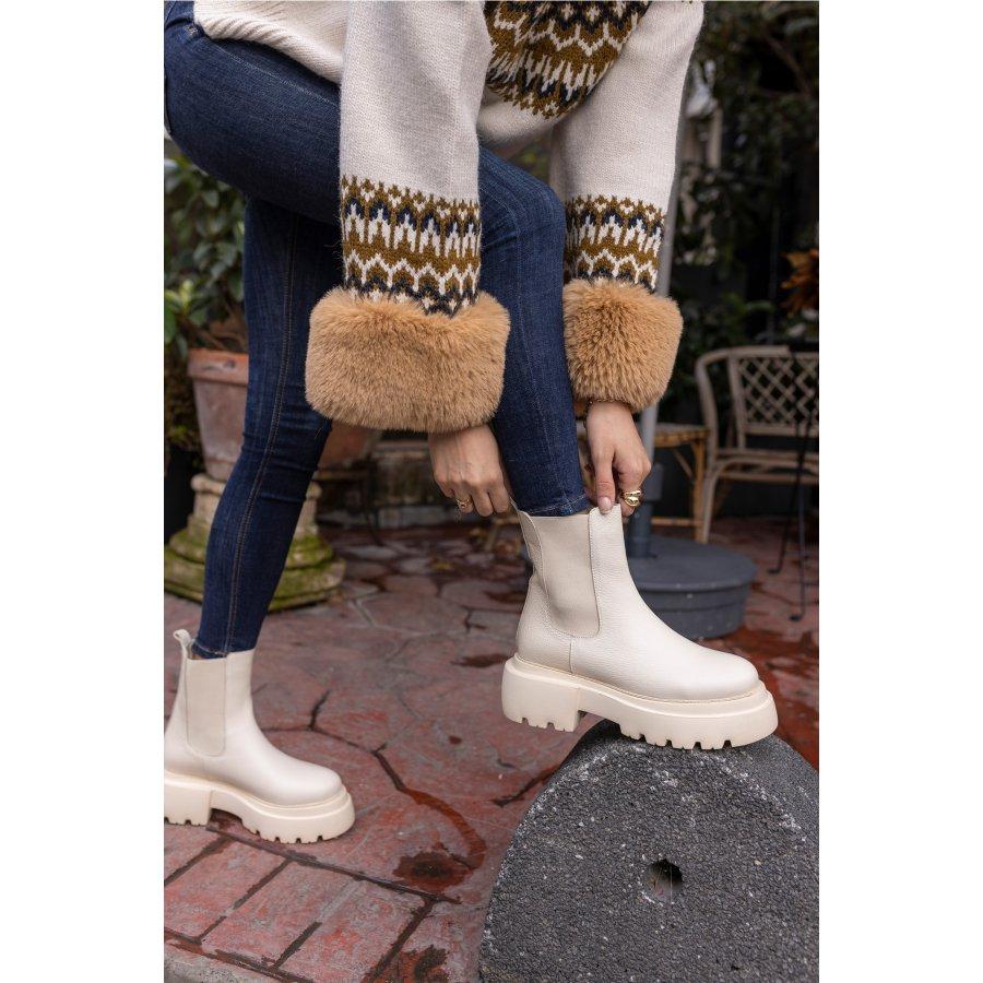 Women's Genuine Leather Thick Sole Long Chelsea Boots