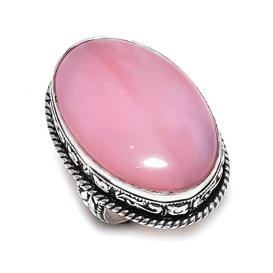 Pink Opal Gemstone 925 Sterling Silver Gift Jewelry Ring Size 7