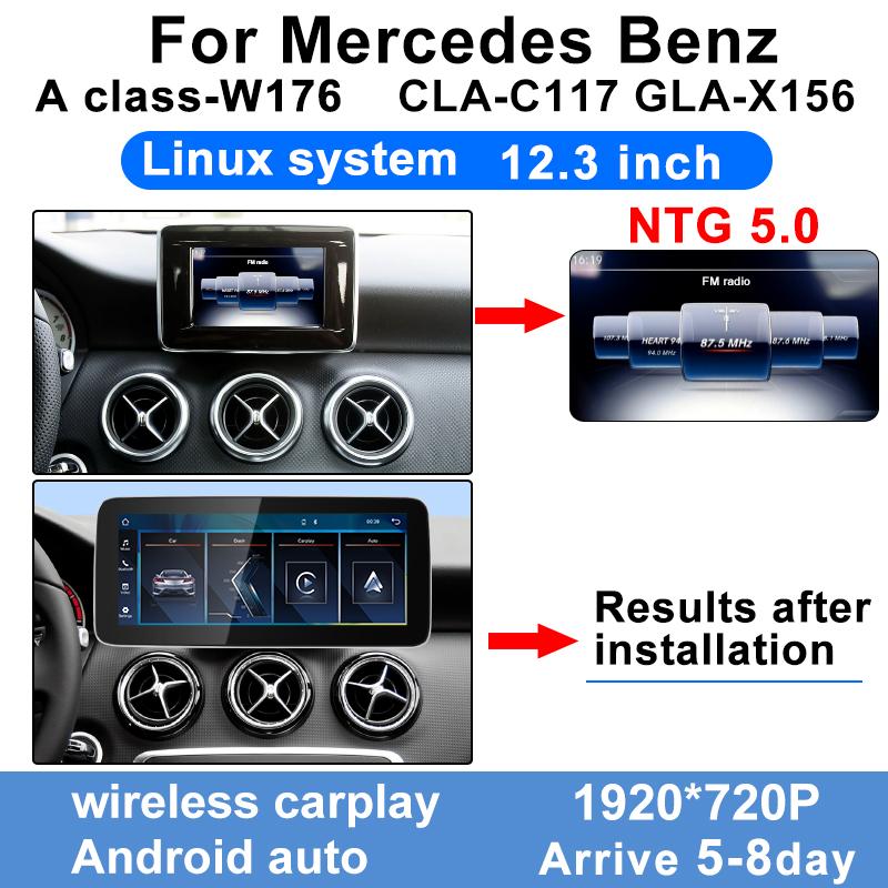 Wireless Carplay Android Auto TouchScreen 10.25'' For Mercedes Benz A Class W176 A200 A180 A220 Car Multimedia Player Display BT