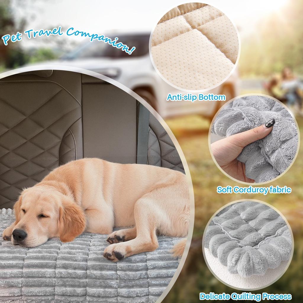 Backseat Pet Bed Mat, Dog Bed for Car Back Seat, Non-Slip Furry Dog Covers Pet Mat, Fit for Backseat Extenders and Seat Covers