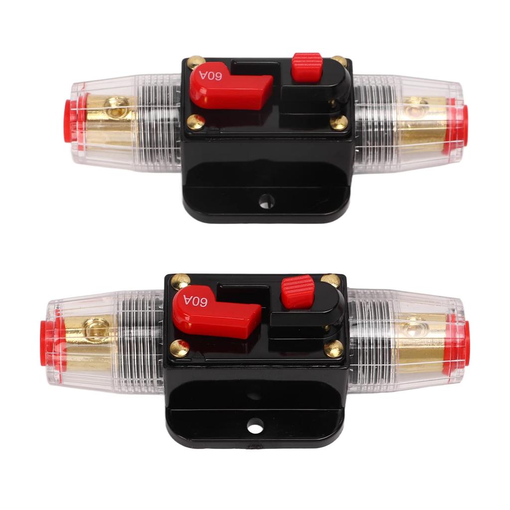 12 24V Inline Circuit Breaker, Lugs with Manual Reset Fuse Holder, Heat Shrink