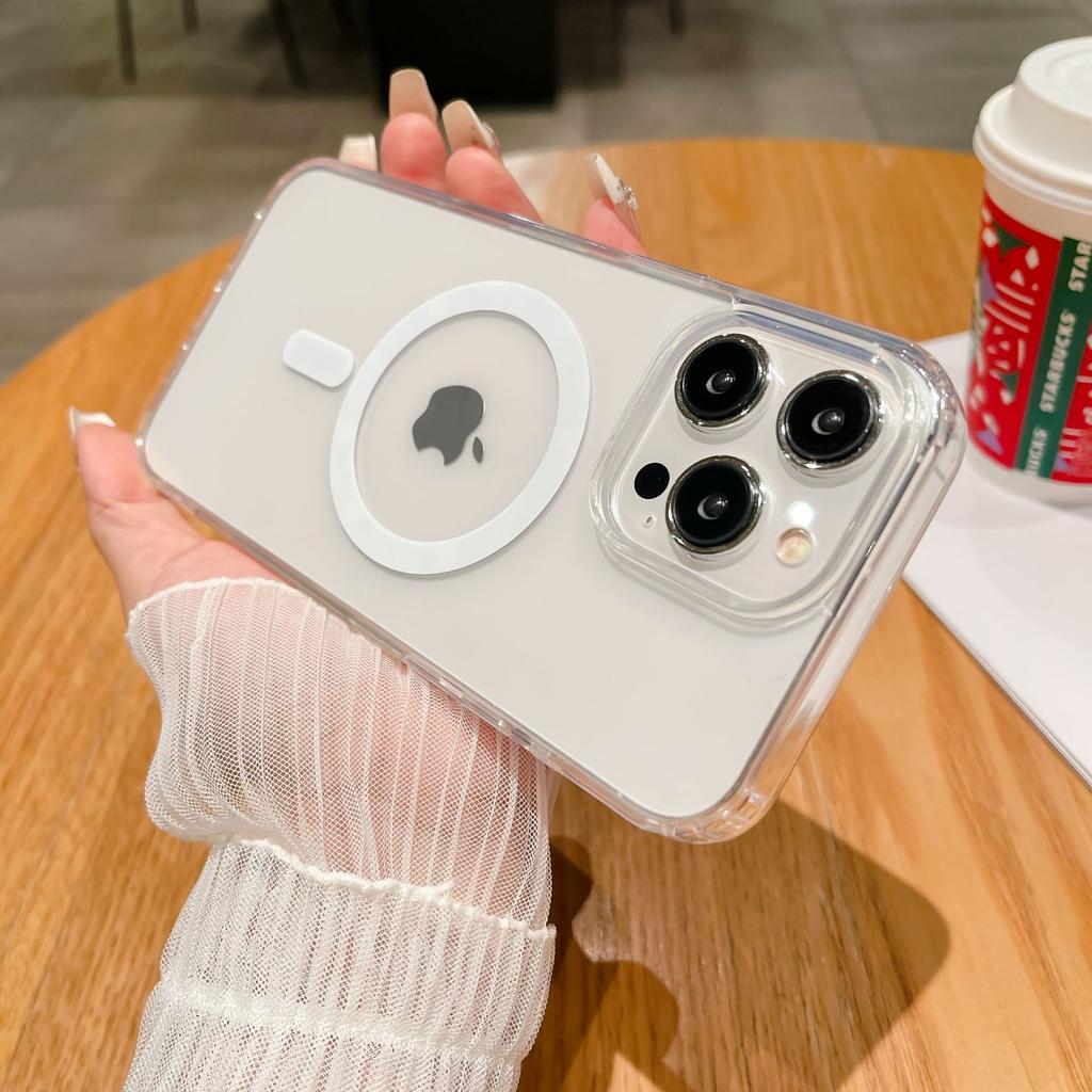 Suitable for Apple 15 Acrylic Phone Case, Magnetic Attraction, Iphone14 Transparent Skin Feel, 13 Full Cover, 12promax Hard Case