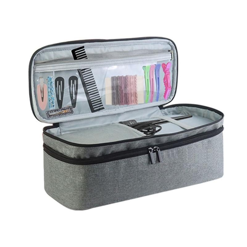 Double-layer Hair Dryer Carrying Case Portable Travel Storage Bag Universal Zipper Organizer Bag for Hair Curler Tools