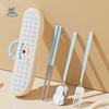 3in1 Portable Tableware Set Stainless Steel Dopamine Spoon Cutlery Set Cartoon Pattern Reusable Fork Dining Utensils Kit Picnic