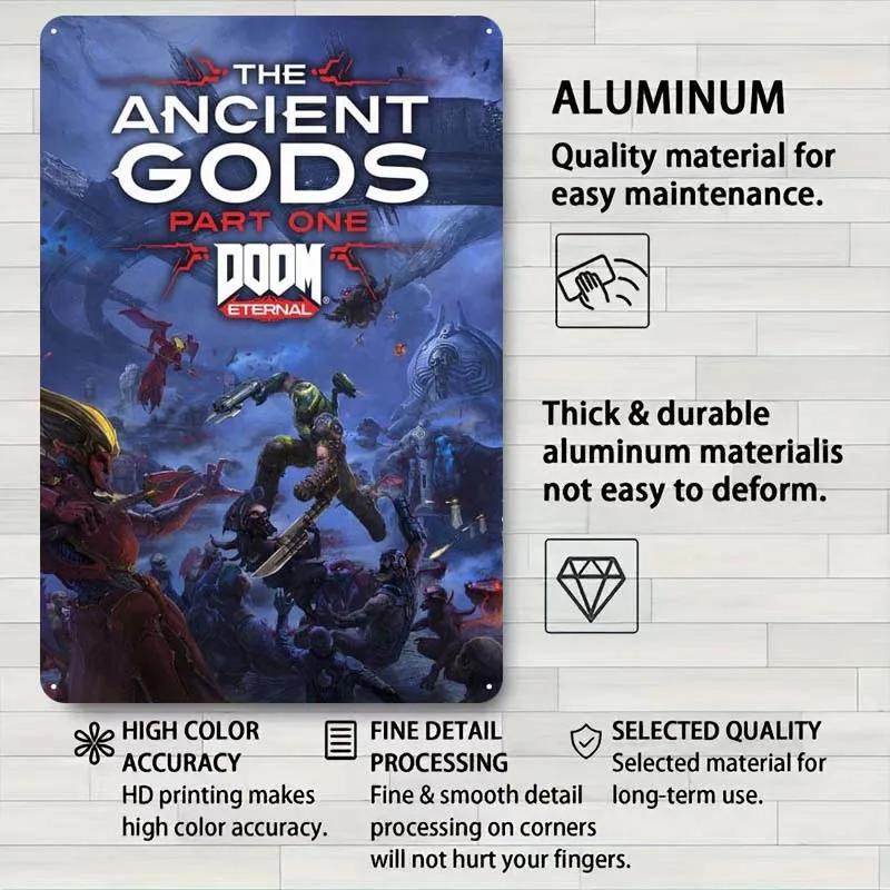 Dooms Poster Heimdekorationszubehör Spielschilder Wandkunst Vintage Metallblechschild für Gamer-Zimmer Wanddekoration Hausdekor