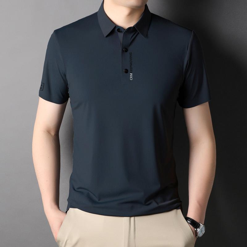 New Short-Sleeved T-shirt Men's Cotton Short-Sleeved Slit Thin Summer T-shirt Men's Polo Shirt Men's
