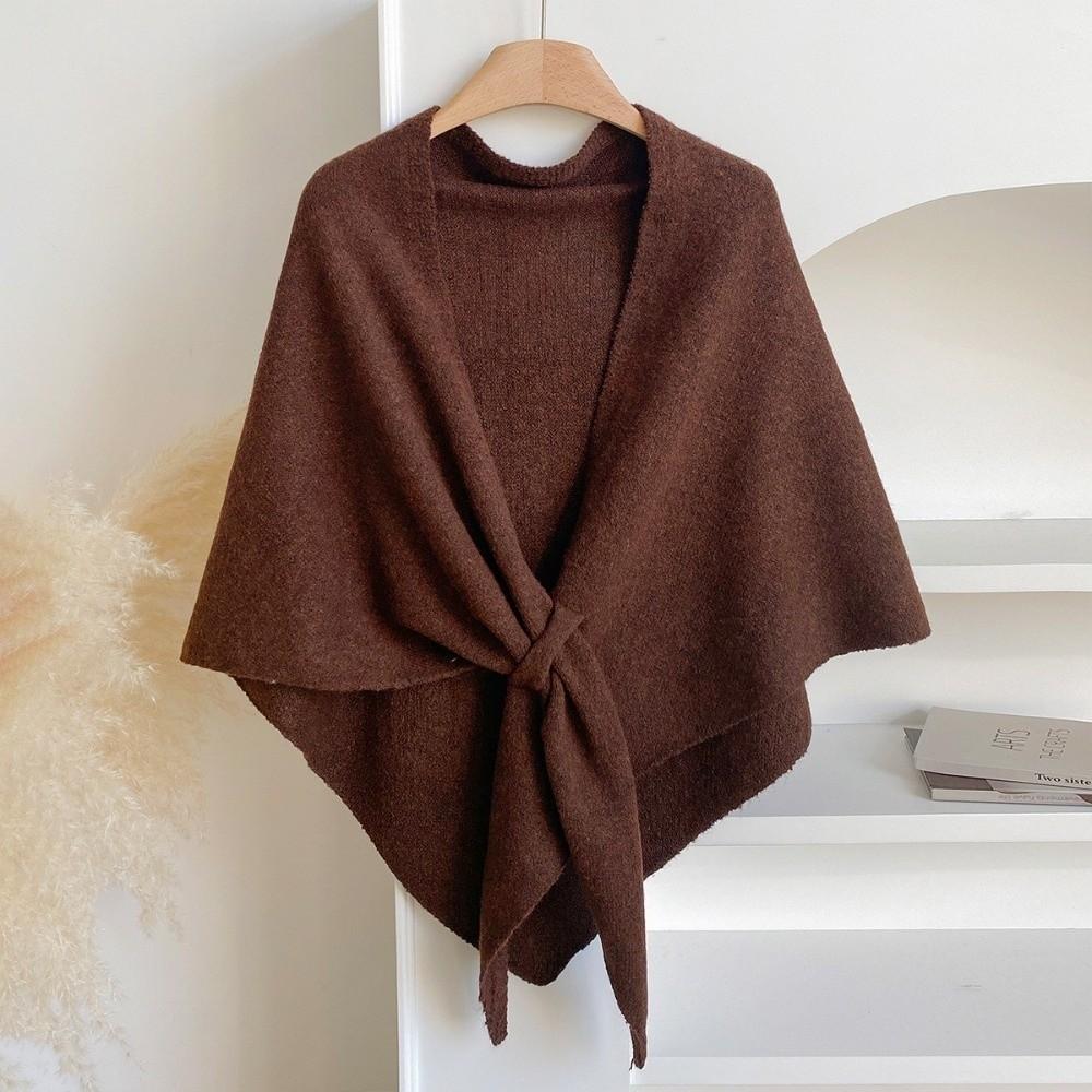 Soft Triangle Scarf Solid Color Sweater Shawl Cape Fashion Knitted Shawl