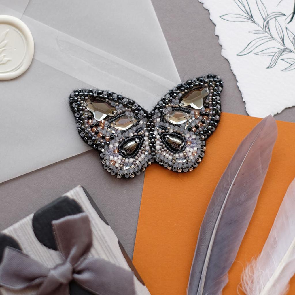 Set for Embroidery with Beads Decorations On Natural Artistic Canvas Abris Art Butterfly