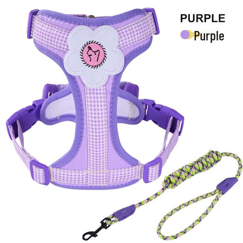 Anti-Escape Adjustable Pet Harness & Leash for Dogs and Cats Small фиолетовый