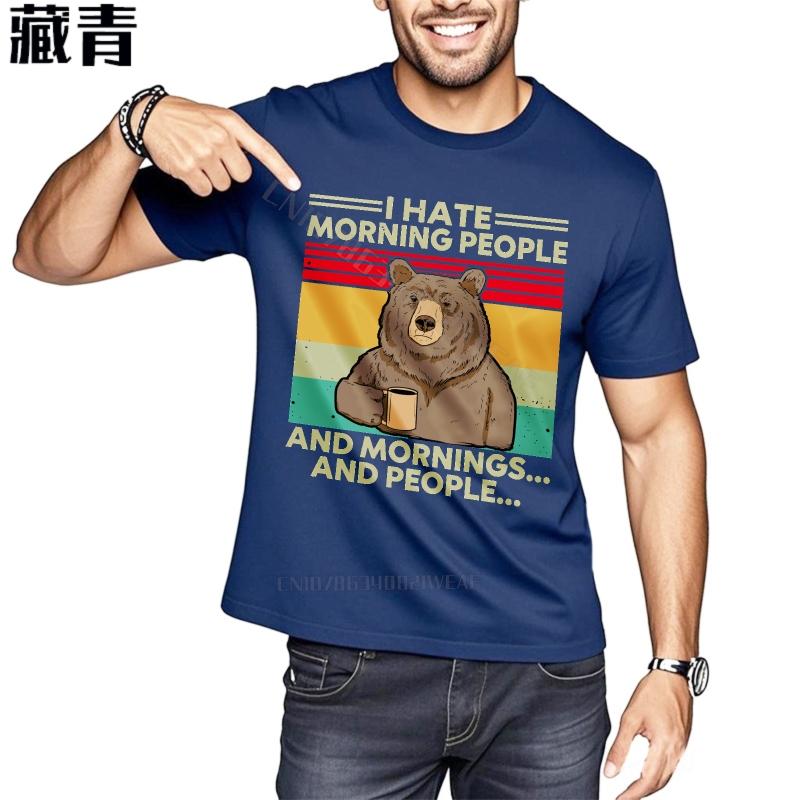 

Funny tshirt Graphic Vintage Tshirt Bear Holding Coffee Cup Black Basic T Shirt Classic Graphic Breathable Tee 4XL