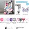 62pcs Colorful Bow Disco Balloon Silver Number Birthday Balloon Set Pink Music Note Children Adult Festive Party Decoration