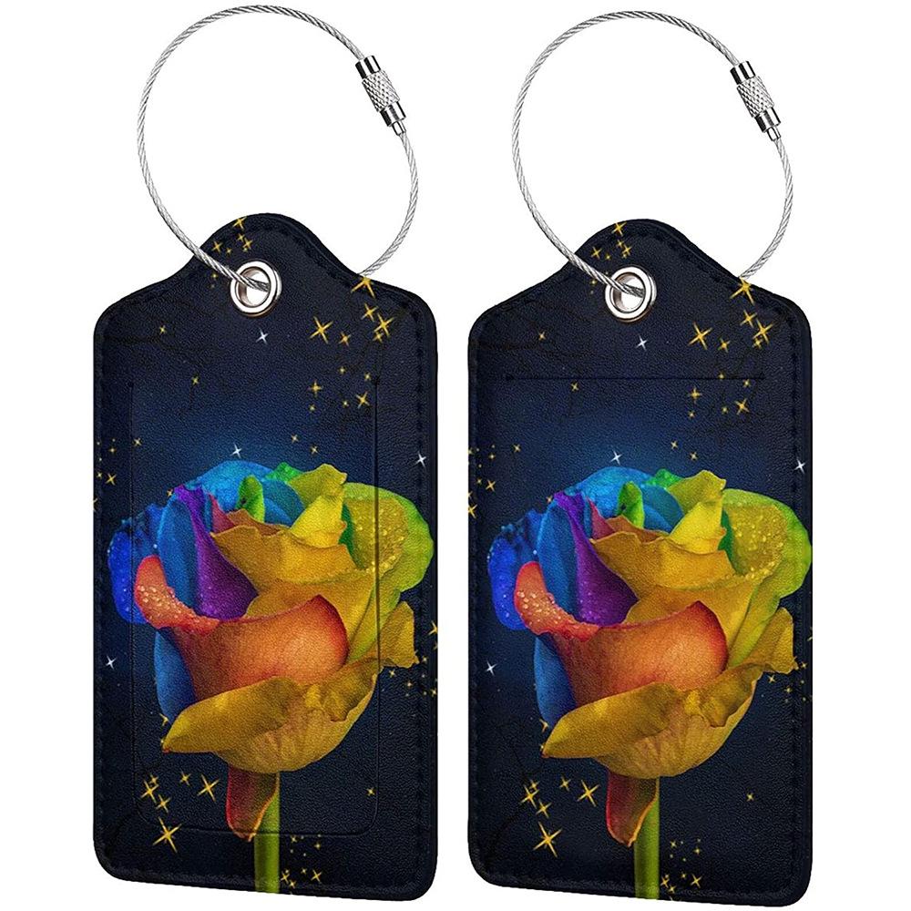 Stylish Printed Leather Luggage & ID Tag Set