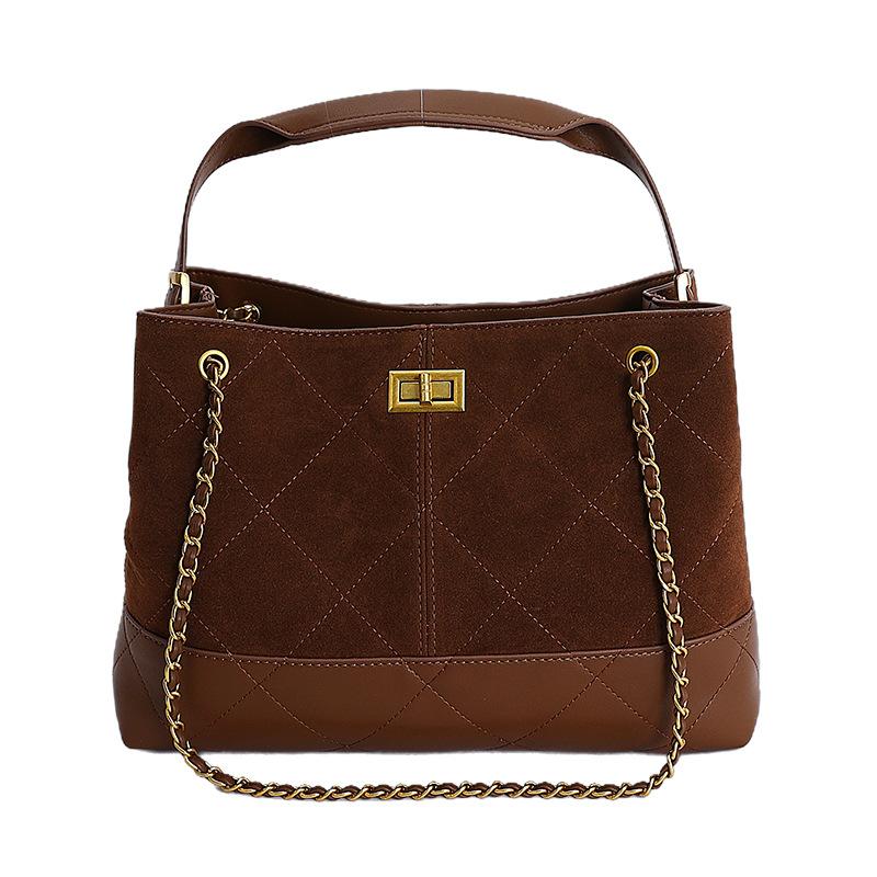 2025 Autumn New Bucket Bag Women's Commuter Diamond Chain Shoulder Bag High Value Fashion Tote Bag