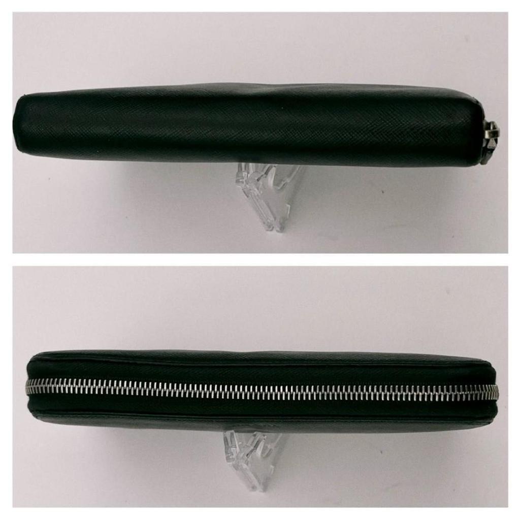 Used Prada Long Wallet, Round Zipper, Saffiano Leather, Black, with Box, Beautiful Condition