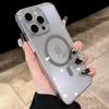 For Magsafe Phone Case For iPhone 17 16 15 14 13 Pro Max Plus 16e 17 Air Metal Buttons Transparent Clear PC Hard Cover