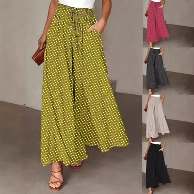2024 Polka Dot Wide-Leg Culottes with Elastic Waist for Women - Spring/Summer Collection