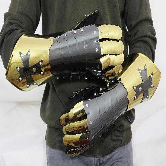 Medieval Gauntlets Steel Brass Gloves Set Medieval Armor Gloves Special Christmas Gift For your favorite person