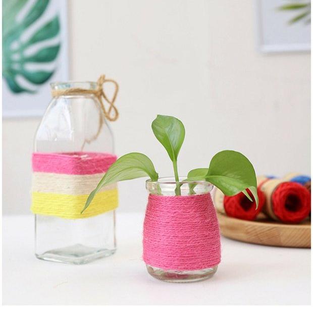 Kolorowa lina konopna, ręcznie robiony materiał dekoracyjny DIY, ręcznie robiony, grubo tkany sznur konopny, dekoracja ścienna ze zdjęciem, w zestawie z materiałem odpornym na zużycie