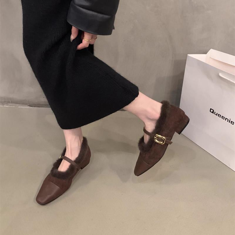 

Loafers Fur Shoes Woman Comfortable And Elegant Modis Female Footwear Casual Sneaker On Heels 2025 Dress New Winter Mary Janes 35 коричневий