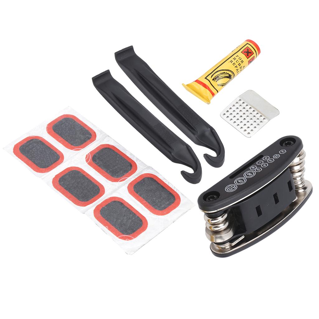 Bike Flat Tire Repair Tools Fold MultiFunction Hex Wrench Nut Tire Puncture Repair Set