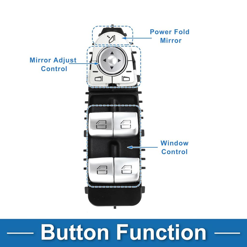 Power Window Switch for Mercedes-Benz E-Class W213 W238 No.2139055103 Window Control Switch ABS Brown Front Driver Side