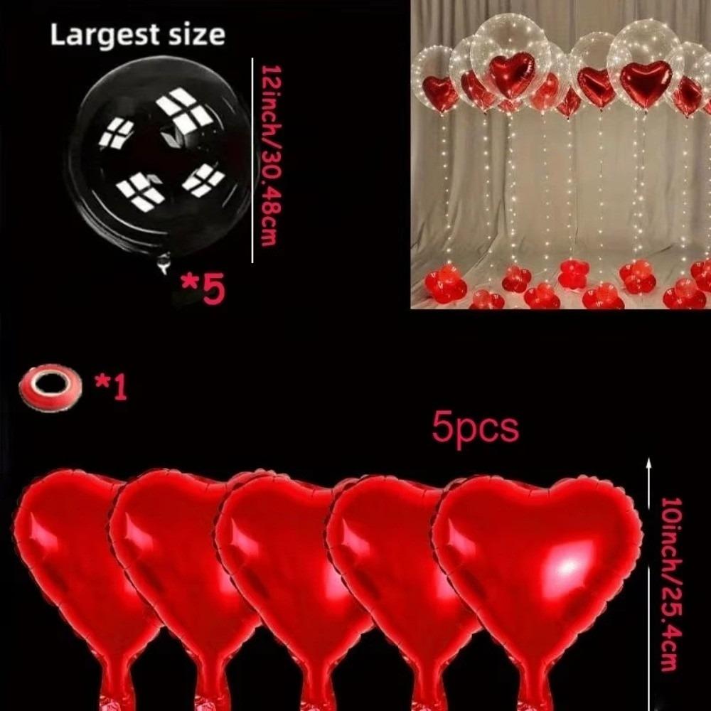 

10pcs Transparent Bubble Balloon Set Birthday Wedding Party Decoration Red Heart Foil Balloons Photo Props 10inch червоний