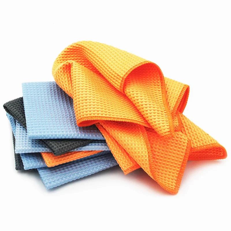 Car Wash Towel Glass Cleaning Water Drying Microfiber Window Clean Wipe Auto Detailing Waffle Weave for Kitchen Bath 40*40cm