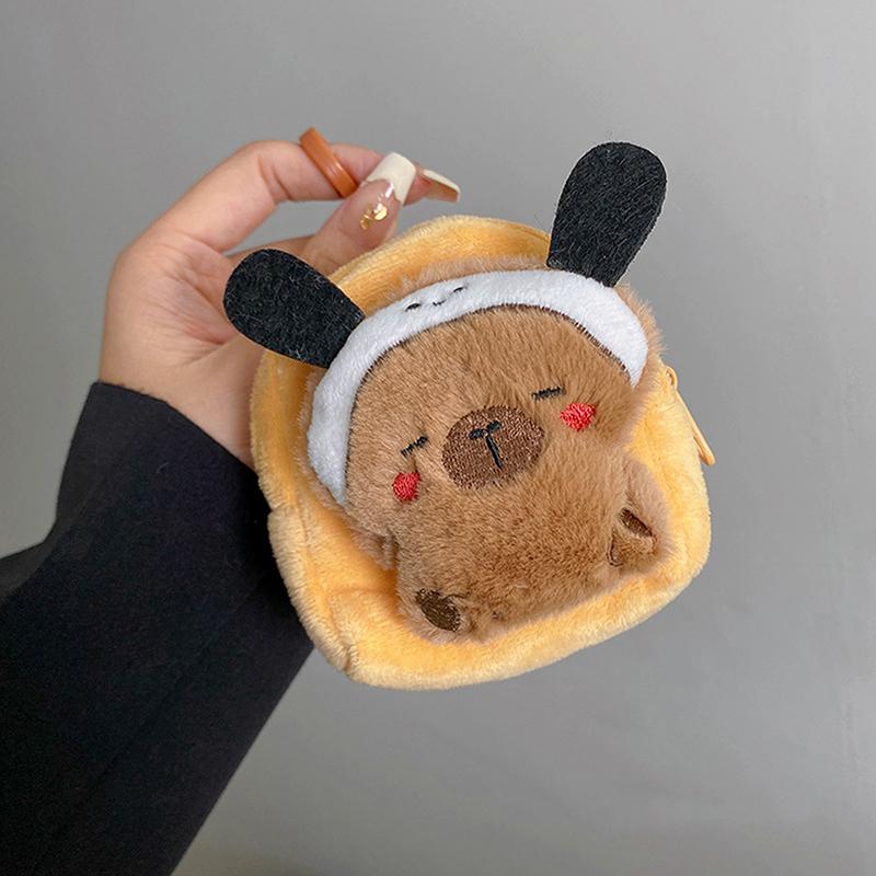 

Мультяшная плюшевая монетница в виде капибары, милый кошелек для мелочи с животным, прекрасная мини-сумка для хранения наушников, подвеска-брелок A6