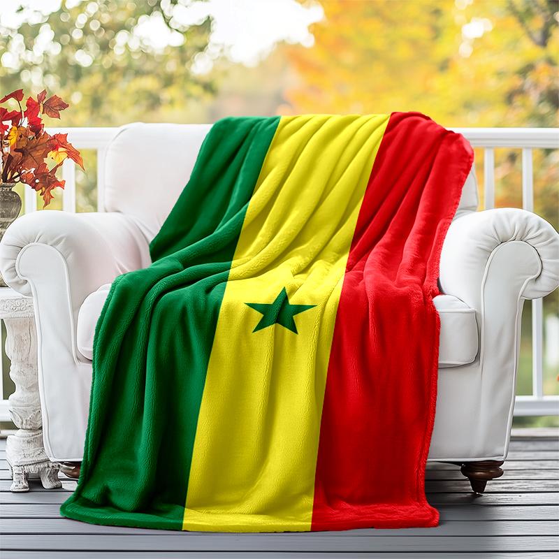 Senegal Flannel Blanket Soft All-Season Throw, Design for Camping, Car Travel, Hiking Sofa, Bed, Office Perfect Gift for Parties