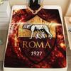Logo echipă AS Roma, model Pătură de Flanelă, Calitate înaltă Confortabilă pentru Toate Anotimpurile, Decor Casă, Căldură și Confort, Perfectă pentru Cadouri.