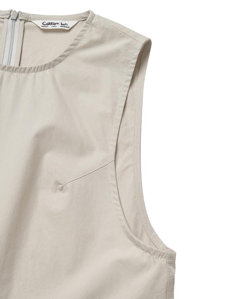 Cotton Bell Pleated Skirt Dress - Gray
